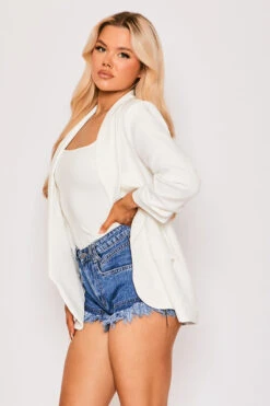 Charleigh - White Ruched Sleeve Blazer -Outlet Sarto Base Store 28 03 MISSG2 69406