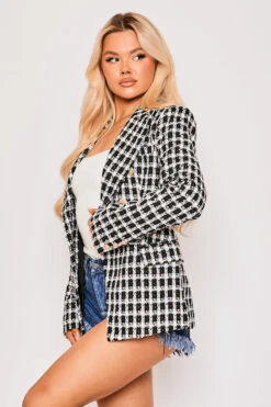 Willa - Premium Dogtooth Black Tweed Tailored Blazer 8 Willa - Premium Dogtooth Black Tweed Tailored Blazer -Outlet Sarto Base Store 28 03 MISSG2 69445