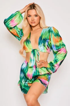 Ambra - Green Satin Water Colour Co-ord -Outlet Sarto Base Store 28 03 MISSG2 69717