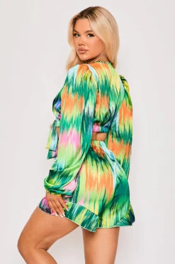 Ambra - Green Satin Water Colour Co-ord