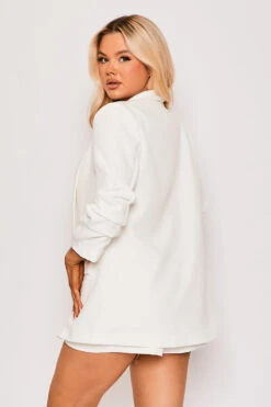 Shona - White Ruched Sleeve Blazer & Tailored Shorts Co-ord -Outlet Sarto Base Store 28 03 MISSG2 70105