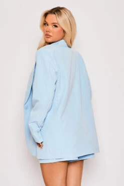 Cassie - Baby Blue Tailored Single One Button Oversized Blazer -Outlet Sarto Base Store 28 03 MISSG2 70523