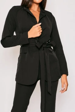 Layala - Black Belted Blazer & Flared Trouser Set -Outlet Sarto Base Store 28 03 MISSG2 70539