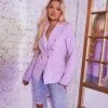 Rafal - Lilac Gold Button Double Breast Blazer