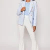 Claudette - Blue Contrast Knit Thread Gold Button Blazer