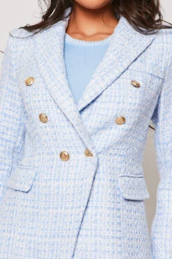 Claudette - Blue Contrast Knit Thread Gold Button Blazer -Outlet Sarto Base Store 28 05 MISSG 10769