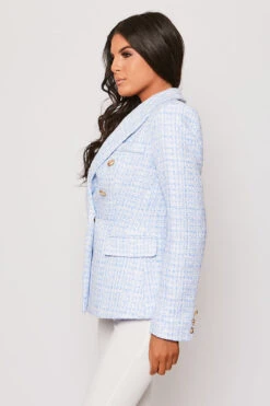 Claudette - Blue Contrast Knit Thread Gold Button Blazer -Outlet Sarto Base Store 28 05 MISSG 10773