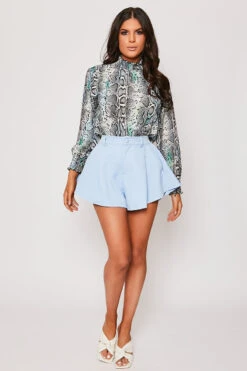 Kenia - Blue Multi Snake Print Chiffon Shirt -Outlet Sarto Base Store 28 05 MISSG 10820