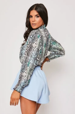 Kenia - Blue Multi Snake Print Chiffon Shirt -Outlet Sarto Base Store 28 05 MISSG 10842