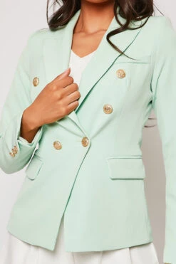 Rafal - Mint Green Gold Button Double Breast Blazer -Outlet Sarto Base Store 28 05 MISSG 11102