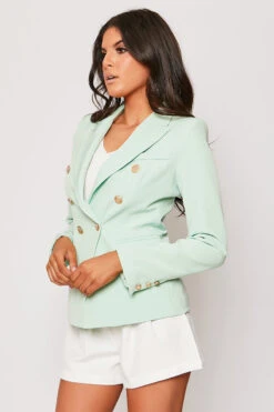 Rafal - Mint Green Gold Button Double Breast Blazer -Outlet Sarto Base Store 28 05 MISSG 11106