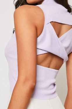 Blake - Lilac Cut Out Ribbed Crop Top 9 Blake - Lilac Cut Out Ribbed Crop Top -Outlet Sarto Base Store 28 05 MISSG 13210