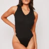 Lo - Premium Knitted V Neck Black Bodysuit