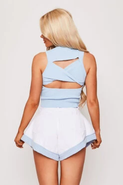 Ashley - White & Blue Two Tone Denim Shorts -Outlet Sarto Base Store 28 05 MISSG 13924