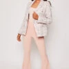 Cornelia - Pink Tweed Contrast Knit Thread Gold Button Blazer