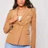 Rafal - Tan Gold Button Double Breast Blazer