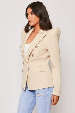 Savannah - Nude Gold Button Puff Sleeve Blazer -Outlet Sarto Base Store 28 05 MISSG 14191