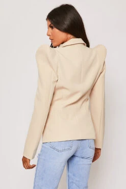 Savannah - Nude Gold Button Puff Sleeve Blazer -Outlet Sarto Base Store 28 05 MISSG 14195