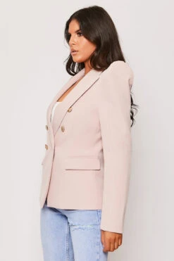 Savannah - Dusky Pink Gold Button Puff Sleeve Blazer -Outlet Sarto Base Store 28 05 MISSG 14217
