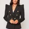 Savannah - Black Gold Button Puff Sleeve Blazer