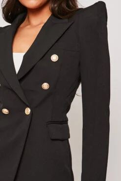 Savannah - Black Gold Button Puff Sleeve Blazer -Outlet Sarto Base Store 28 05 MISSG 14241