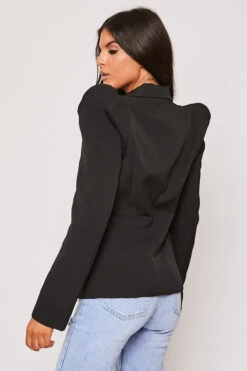 Savannah - Black Gold Button Puff Sleeve Blazer -Outlet Sarto Base Store 28 05 MISSG 14249