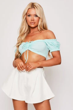 Elsa - Mint Bardot Crop Top