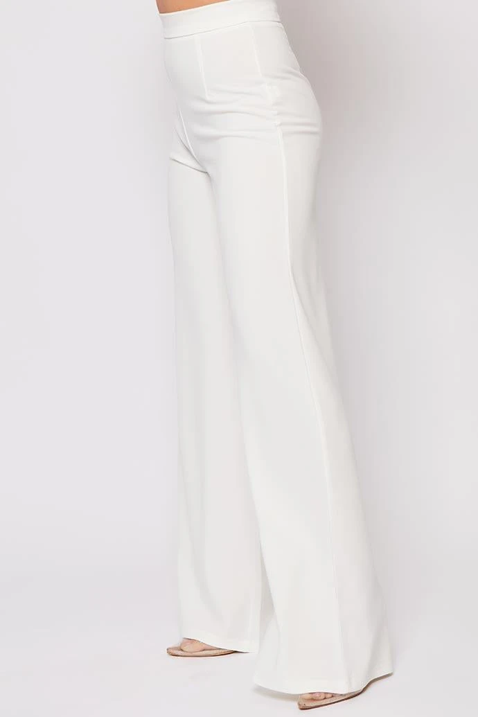 Sutton - White High Waisted Wide Leg Trousers 2 Sutton - White High Waisted Wide Leg Trousers - Image 2