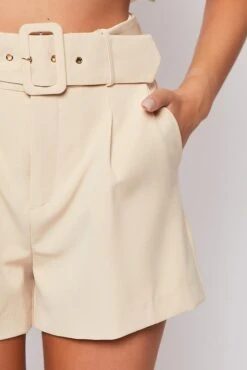 Meah - Nude High Waisted Belted Shorts -Outlet Sarto Base Store 28 05 missg 3515