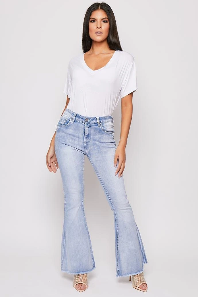 Chaise - Light Blue Denim High Waisted Flared Jeans 2 Chaise - Light Blue Denim High Waisted Flared Jeans - Image 2