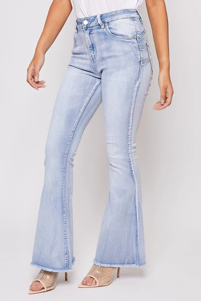 Chaise - Light Blue Denim High Waisted Flared Jeans 3 Chaise - Light Blue Denim High Waisted Flared Jeans - Image 3