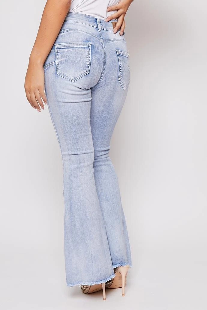 Chaise - Light Blue Denim High Waisted Flared Jeans 4 Chaise - Light Blue Denim High Waisted Flared Jeans - Image 4