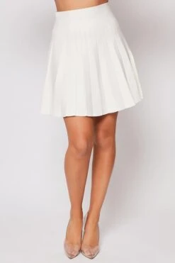 Outlet Sarto Base Store 50 Kimberly - White Pleated High Waisted Skirt