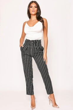 Alice - Navy & White Pin Stripe Cigarette Trousers -Outlet Sarto Base Store 28 09 missg 6695