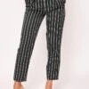 Alice - Navy & White Pin Stripe Cigarette Trousers