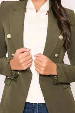 Rafal - Khaki Green Gold Button Double Breast Blazer -Outlet Sarto Base Store 28 09 missg 6745