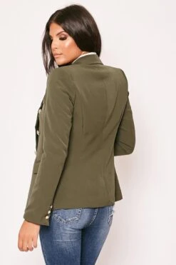 Rafal - Khaki Green Gold Button Double Breast Blazer -Outlet Sarto Base Store 28 09 missg 6752