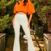Christina - Orange Puff Sleeve Top