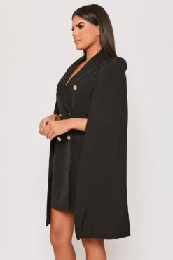Brea - Black Caped Belted Blazer Dress -Outlet Sarto Base Store 31 01 MISSG 62011