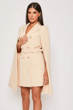 Brea - Nude Caped Belted Blazer Dress -Outlet Sarto Base Store 31 01 MISSG 62108