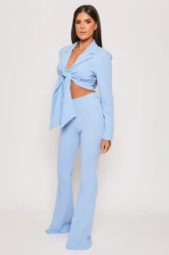 Blair - Baby Blue Tailored Front Knotted Blazer & Bell Bottom Trouser Set -Outlet Sarto Base Store 31 01 MISSG 62131