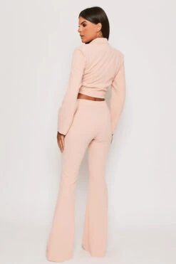 Blair - Baby Pink Tailored Front Knotted Blazer & Bell Bottom Trouser Set -Outlet Sarto Base Store 31 01 MISSG 62193
