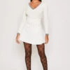 Abbey - White Tailored Side Buttoned Mini Skirt