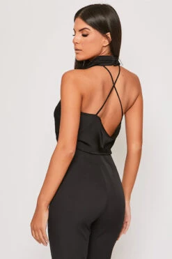 Imogen - Black Satin Cowl Neck Backless Halter Top -Outlet Sarto Base Store 31 01 MISSG 62516