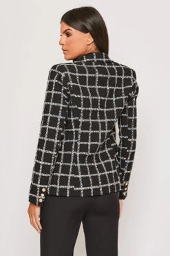Coralia - Metallic Thread Black Check Gold Button Blazer -Outlet Sarto Base Store 31 01 MISSG 62546
