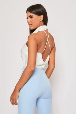 Imogen - White Satin Cowl Neck Backless Halter Top -Outlet Sarto Base Store 31 01 MISSG 62656