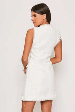 Molly - Premium White Sleeveless Tweed Blazer Dress -Outlet Sarto Base Store 31 01 MISSG 62854