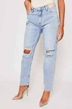 Franca - Light Blue Ripped Mom Jeans -Outlet Sarto Base Store 31 01 MISSG 63087
