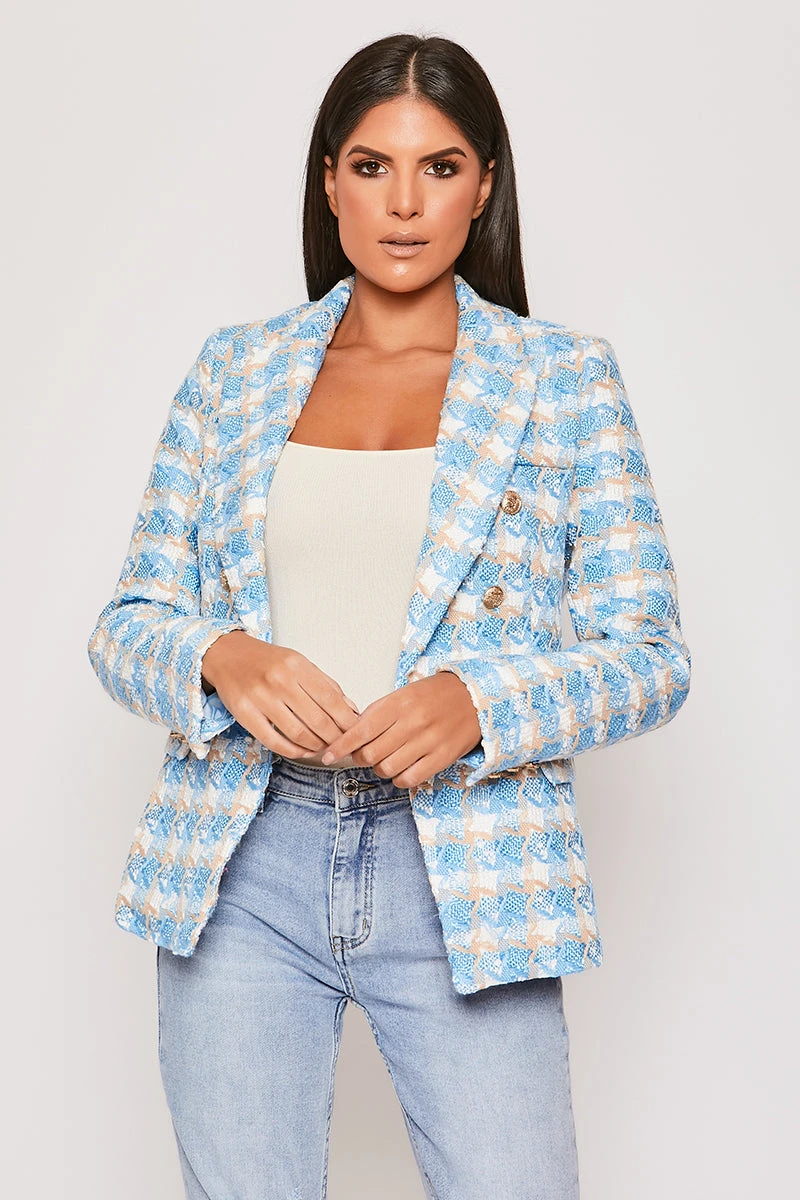 Chester - Premium Blue Check Woven Blazer 2 Chester - Premium Blue Check Woven Blazer - Image 2