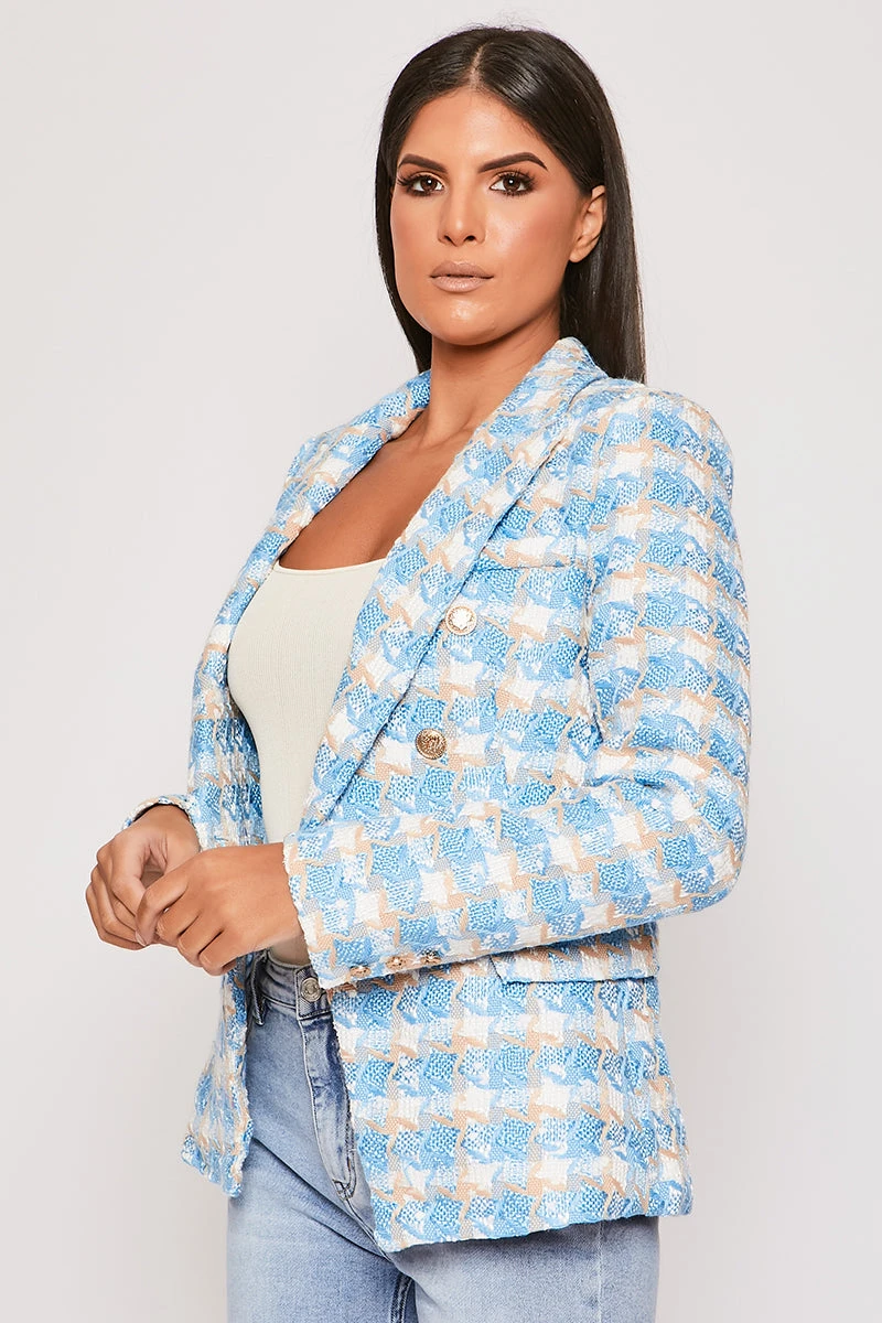 Chester - Premium Blue Check Woven Blazer 5 Chester - Premium Blue Check Woven Blazer - Image 5